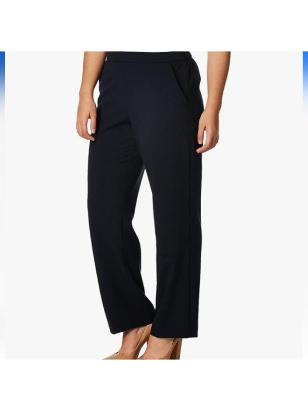 Briggs New York Women's Classic Navy Straight Leg Elastic Waist Dress Pants 10